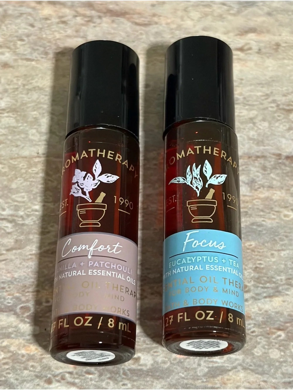 Bath & Body Works Discontinued Vanilla Patchouli & Eucalyptus Tea Rollerball Duo